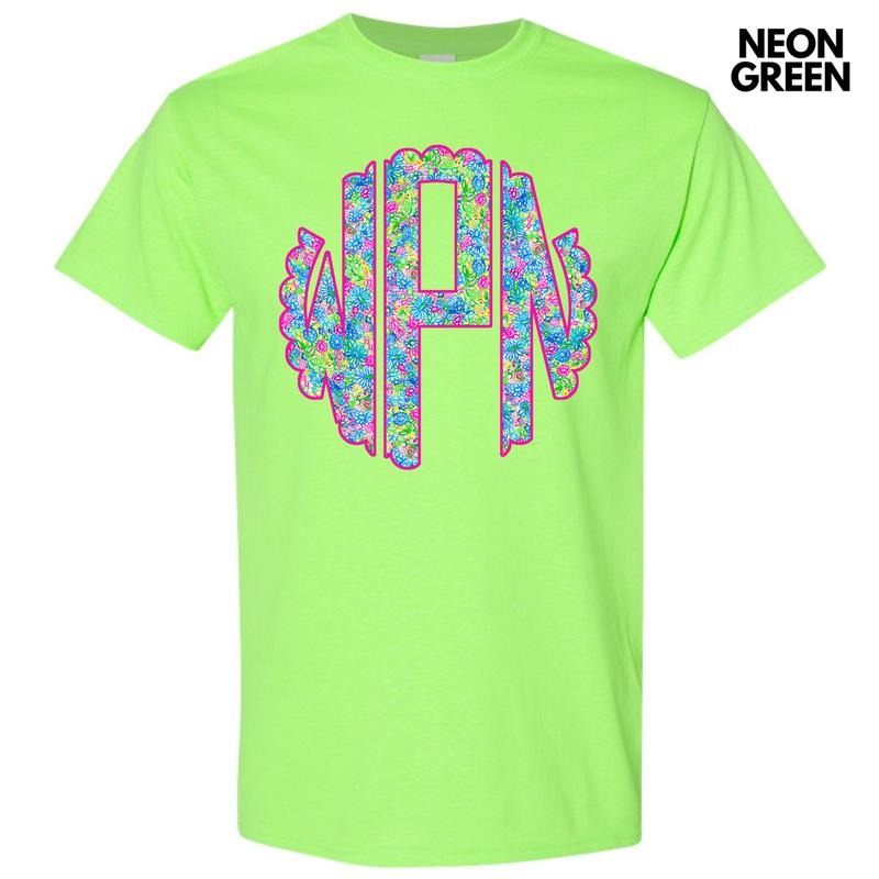 Neon Exotic Monogram Gildan Short Sleeve T-Shirt 'NLB' Hoodie, Sweatshirt | DripVista.com