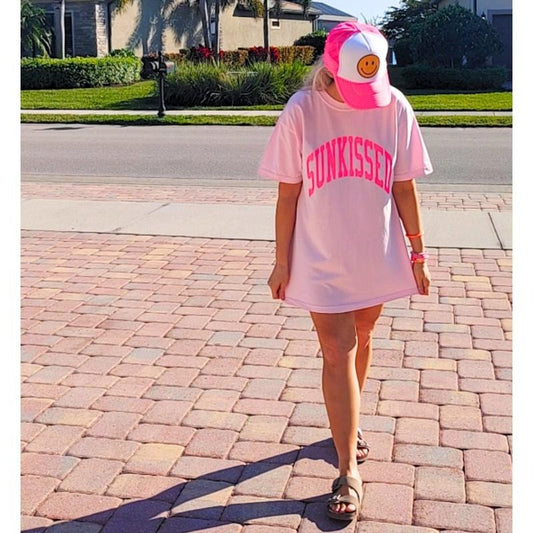 Neon Pink Sunkissed Shirt Summer Tees Oversized Tshirt Preppy Shirts Beachy Tees Preppy Clothes Shirt Trendy Summer T-shirt