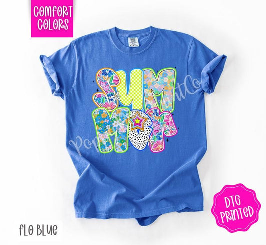 Neon Summer Comfort Colors Shirt, Cute Floral Tshirt, Trendy Beach Tee, Gift for Her