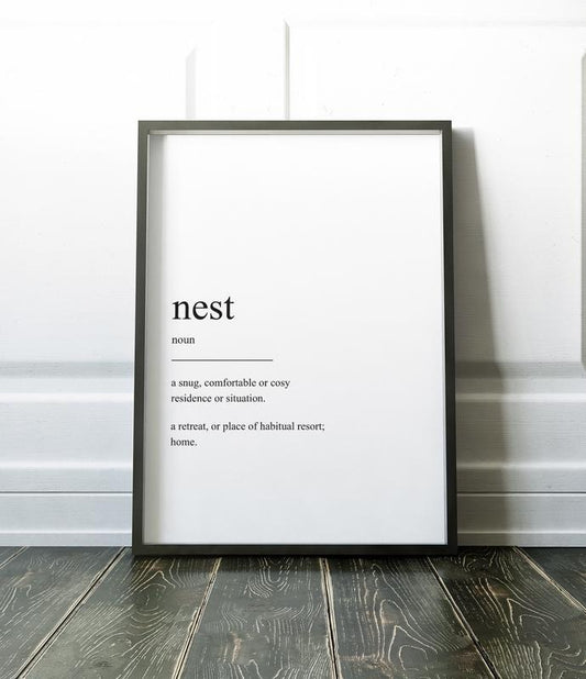 Nest Definition Print, Wall Art Print, Nest, Quote Print, Minimalist Print, Home Print, Family Print, Family Wall Art Poster Prints No Frame, Gifts For Men Women Wall Decor, Wall Art Prints, Gifts For Birthday Landscape Artwork Ornaments Photo