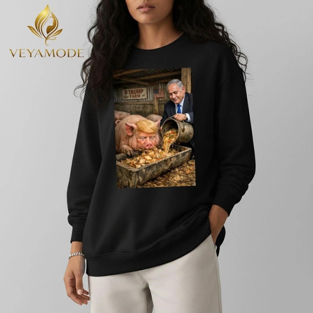 Netanyahu feeds pigs Trump tee