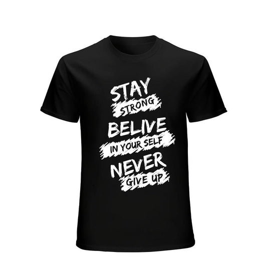 Never Give Up 3D Printing Men'S T-shirt, Casual Creative Short Sleeve Top, Summer Streetwear Men'S Clothing Made in USA