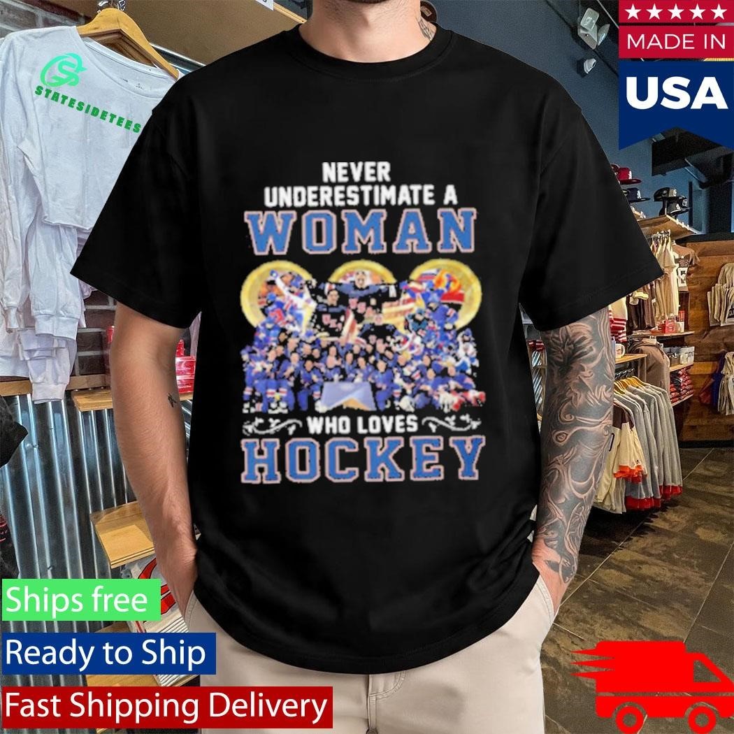 Never Underestimate A Woman Who Loves Hockey USA Team Shirt