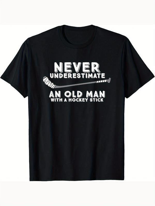 Never Underestimate Jumpman Old GA With WB shield Stick Old GA Hockey Men'WB shield T-shirt Casual Round Neck Short...