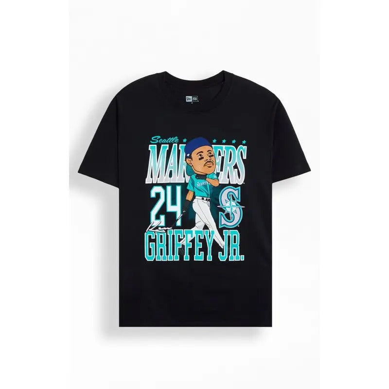 New Era Men's Seattle Mariners Ken Griffey Jr. Caricature T-Shirt - Multicolor Hoodie, Sweatshirt | DripVista.com