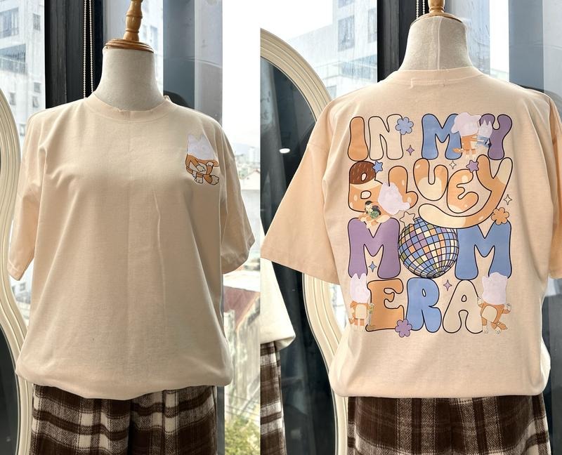 New Mom And Dad T-Shirt, Blue Mom and Dad Music Shirt, Trend Blue Cartoon Parents Shirt