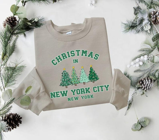 New York Vintage Shirt, New York Sweater, NYC Shirt, Personalized City Name Shirt, Christmas Trip Sweatshirt, Christmas tree  T-shirt, sweater and Hoodie