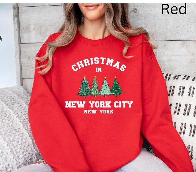 New York Vintage Sweatshirt, New York Sweater, NYC Sweatshirt, Statue Shirt, Christmas Trip Sweatshirt, Christmas NYC Sweater, Ugly  T-shirt, sweater and Hoodie