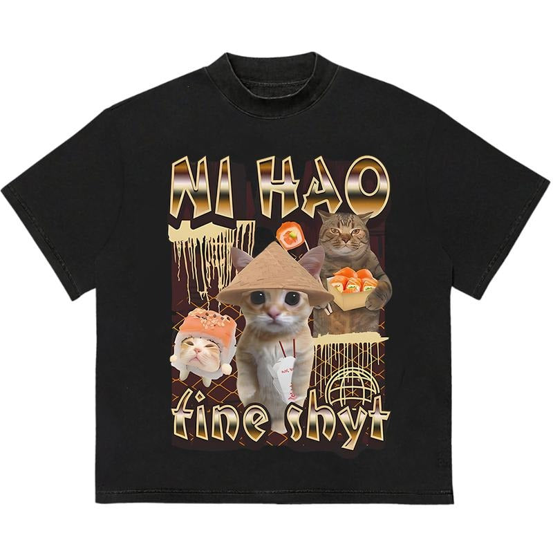 Ni Hao Fine Shyt T-Shirt Unique T-Shirt Gift for Her Bold T-Shirt for Night Out Vibes Hoodie, Sweatshirt | DripVista.com