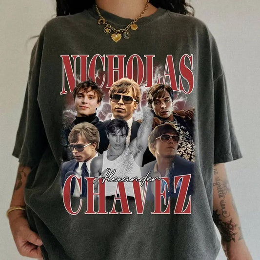 Nicholas Chavez Colors T-shirt, Unisex Tops For Men- For Women, Y2K 90s Retro Celebrity Movies Bootleg Tshirt, Soft Fit Cotton Top Womenswear