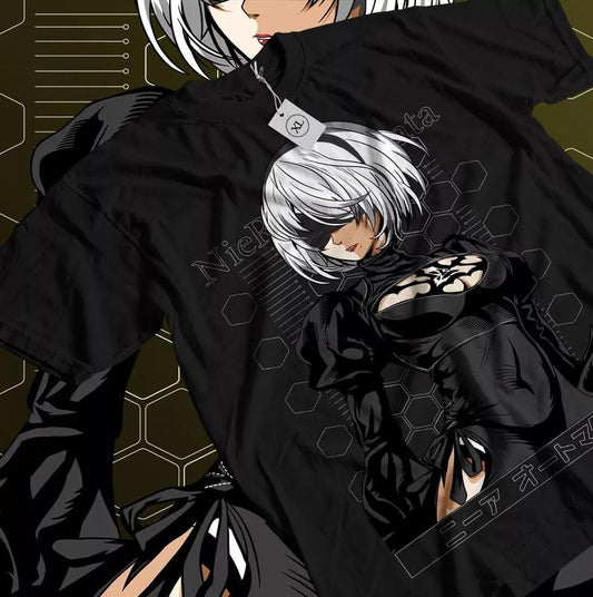 Nier Automata T-Shirt YoRHa 2B Kawaii Anime Girl Cyber Punk Gift T-shirt Unisex