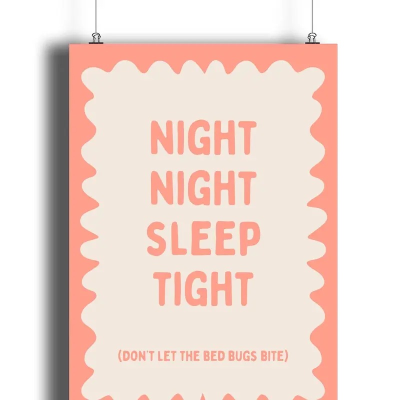 Night Night Sleep Tight Poster, Pink Matte Art Print, Bedroom Print, Trendy Wall Art, Gifts For Her Bedroom Wall Decor,...