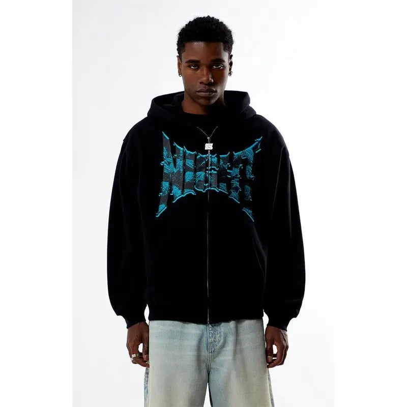 Nightlab Men's Jumbo Night Full Zip Hoodie T-Shirts, Sweatshirt | DripVista.com