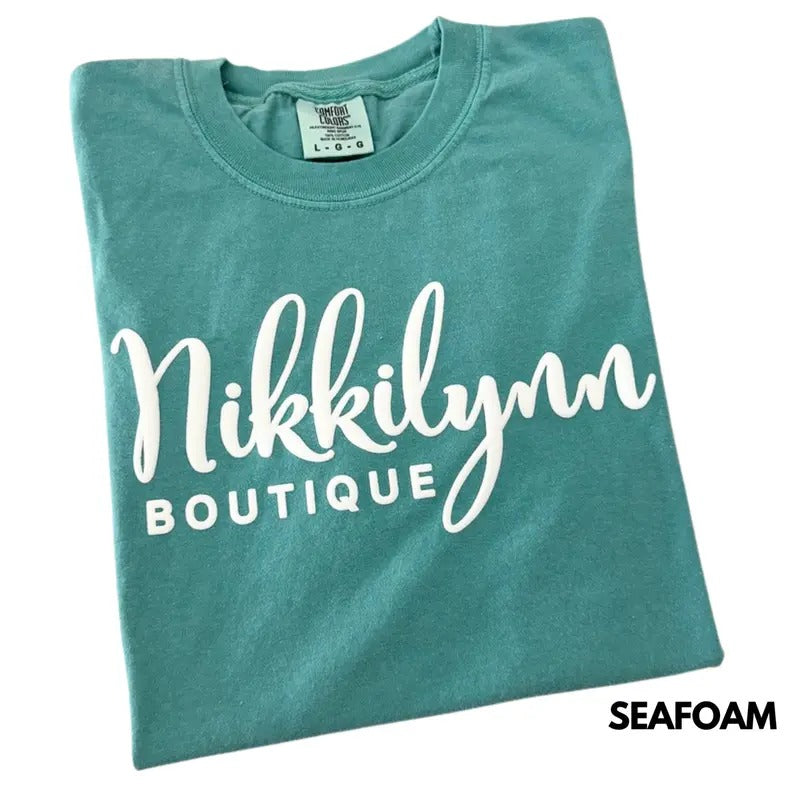 Nikkilynn White PUFF Comfort Colors T-Shirt 'NLB' Hoodie, Sweatshirt | DripVista.com