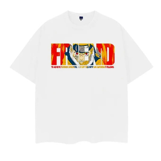 Ninja "Fighting Spirit" Vintage Oversized Tee Anime T-shirt 100% Cotton Original Design Men's Top Streetwear Casual Menswear Tshirt