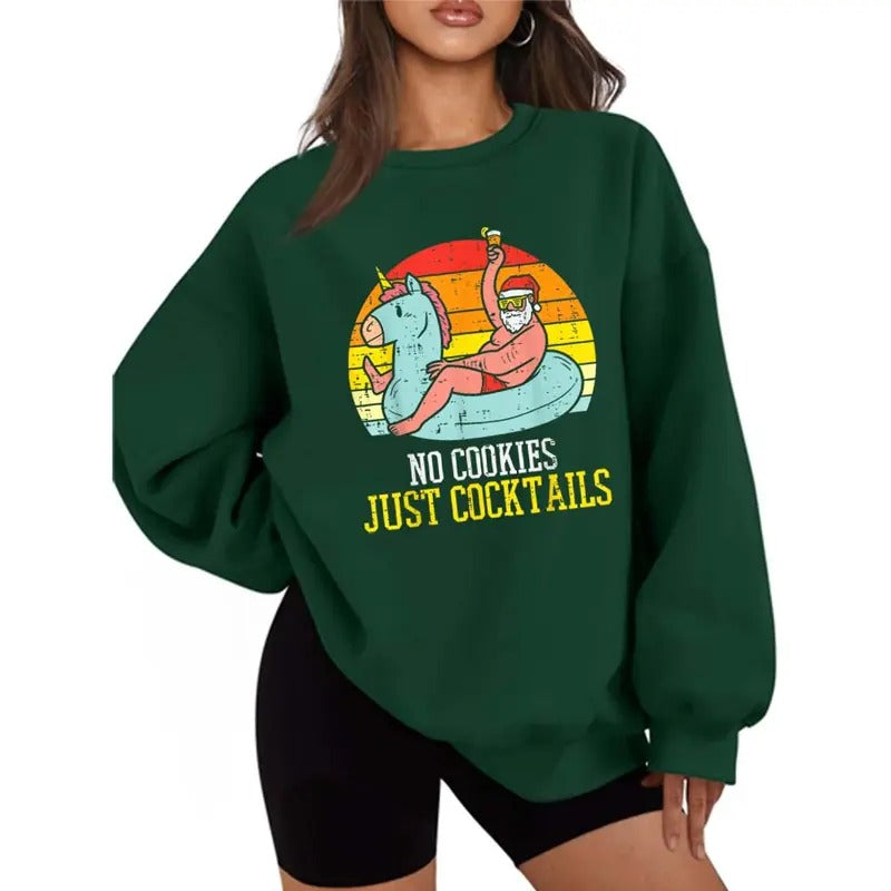 No Cookies Just Cocktails Funny Sweater Casual Street Style Fleece Crewneck Pullover Sweatshirt Tops Trendy For Women For Men, Perfect Gift