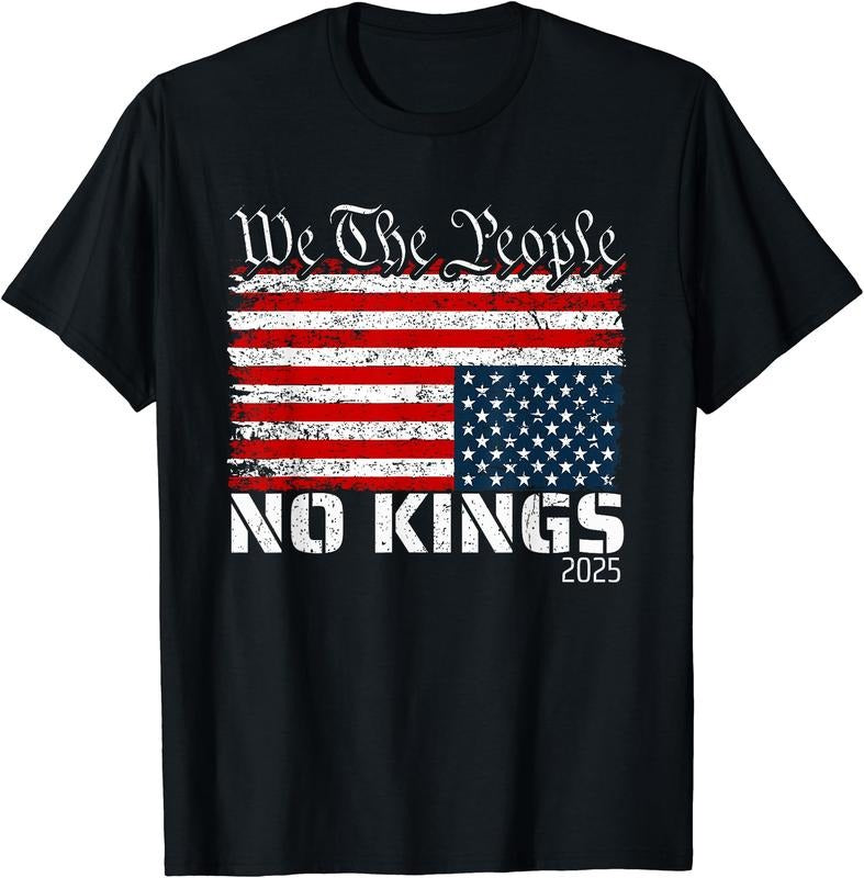No Kings in America Distress Flag Upside Down We the People T-Shirt | Unisex Cotton Tee Gift, Crewneck, Short Sleeve...