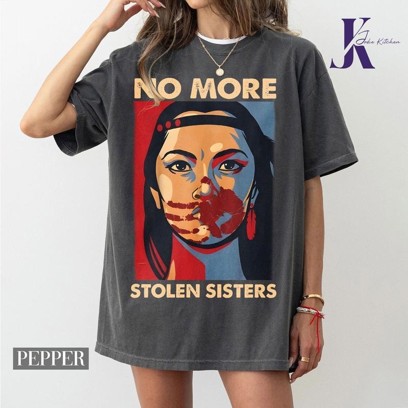 No More Stolen Sister Shirt, American Native Shirt, MMIW Shirt, Indigenous Red Hand, Wear Red For My Sister Shirt Hoodie,...