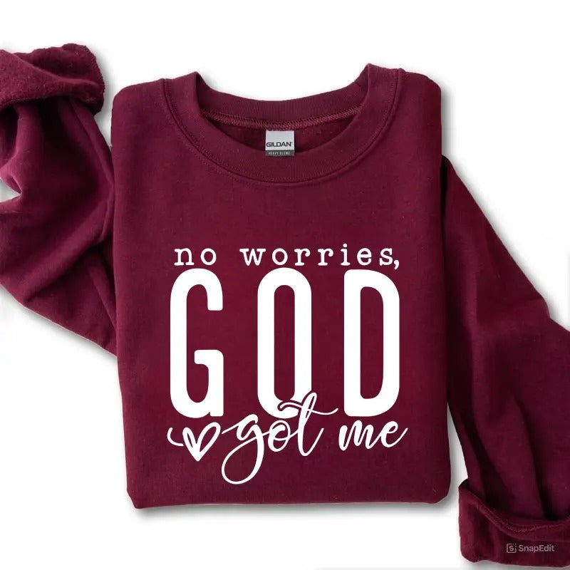 No Worries, GOD Love Got Me Sweatshirt, Women's Clothes for Daily Wear, Unisex Cotton For Women T-Shirts, Hoodie