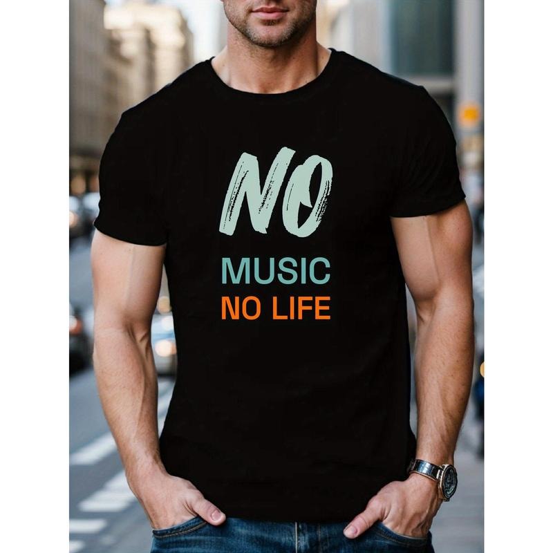 No music without life printed T-shirt, men's T-shirt, summer casual T-shirt Made in USA Hoodie, Sweatshirt | DripVista.com