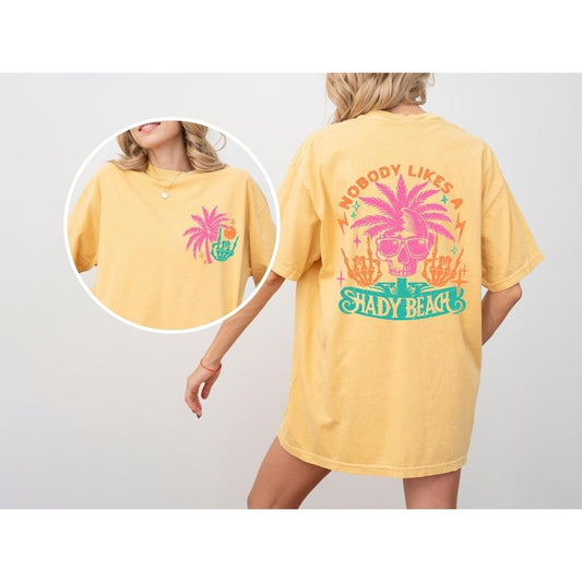 Nobody Likes A Shady Beach, Skeleton, Fun, Beach Wear, Hot Girl Summer, Palm Tree, Tshirt, Women's Comfort Color Tee, Tshirt