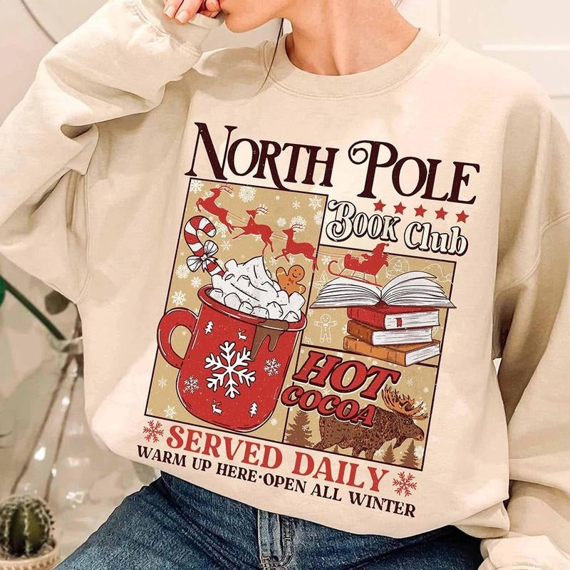 North Pole Book Club Sweatshirt, Bookish Christmas Hoodie, Book Lover Gift, Christmas Gift, Christmas Hoodie, Bookish...