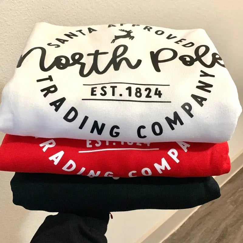 North Pole Sweatshirt | Festive Holiday Apparel | Cozy Christmas Sweater | Unique Xmas Gift | Vinyl Print Winter Clothing...