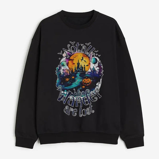 Not All Who Wander Are Lost T-Shirt, Halloween Sweatshirt, Wander Hoodie, Spooky Halloween T-Shirt, Retro Halloween T-Shirt, Scary house Sweatshirt
