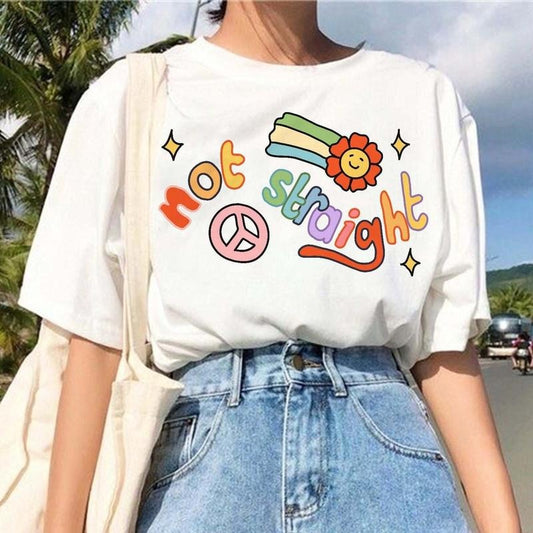 Not Straight Rainbow T Shirt Hoodie Sweater Lgbqt Shirt Pride Month T-shirt LGBT Tee Rainbow Tee Retro Gay Shirt Gay Pride Trendy Tshirt Unisex