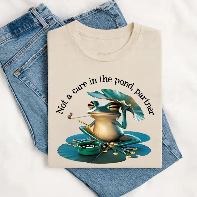 Not a care in the pond partner T-shirt,  meme shirt, funny meme tee, silly shirt Hoodie, Sweatshirt | DripVista.com