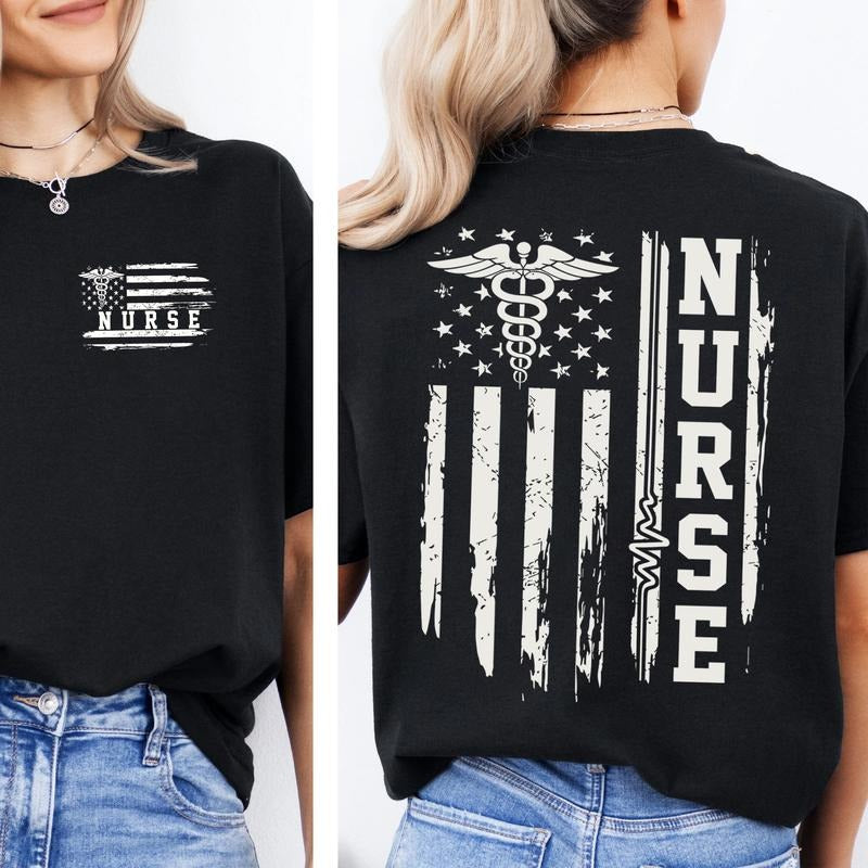 Nurse Flag T-shirt, American Flag Nurse Shirt, Nurse Appreciation Gift, Nurse Weeks Tee Hoodie, Sweatshirt | DripVista.com