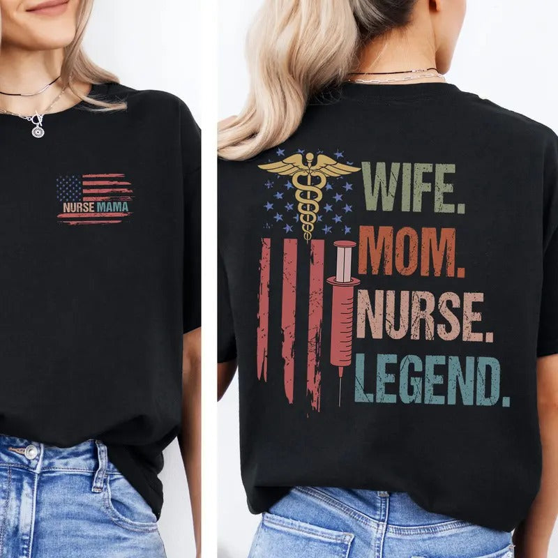 Nurse Mom T-shirt, Mothers Day Shirt for Nurse, Nurse Flag Shirt, Nurse Mom Gift Hoodie, Sweatshirt | DripVista.com