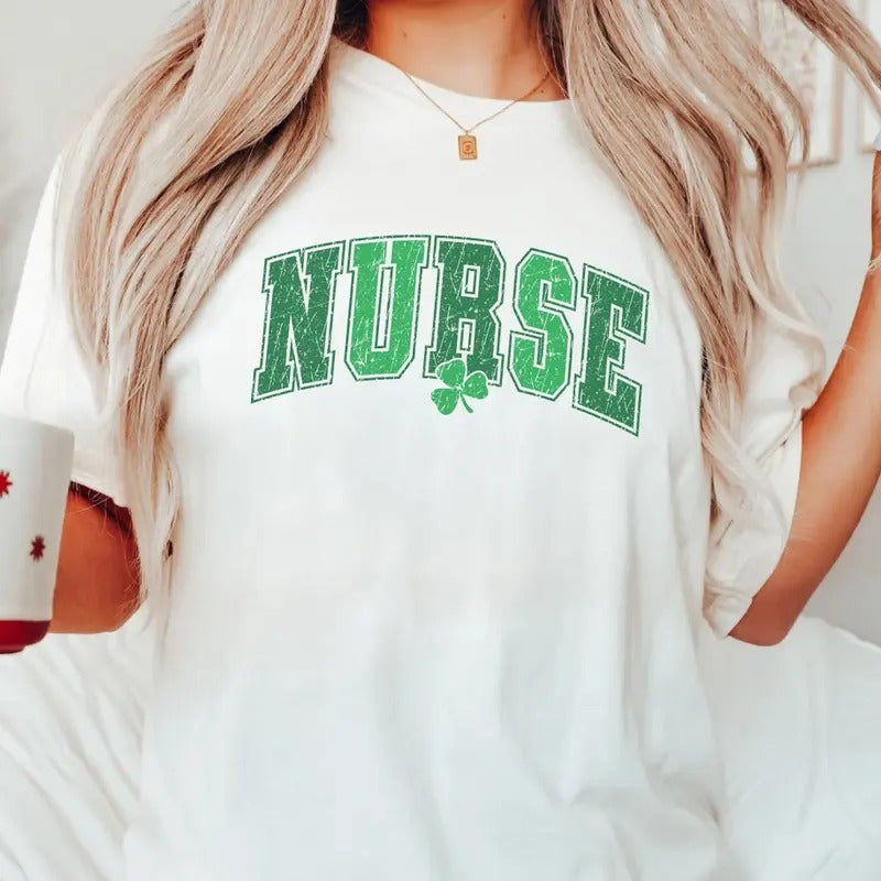 Nurse Vintage Style Shirt, Nurse Comfort Colors TShirt, St Patricks Day Crewneck, Nurse Gift, Nursing Student Gifts,...