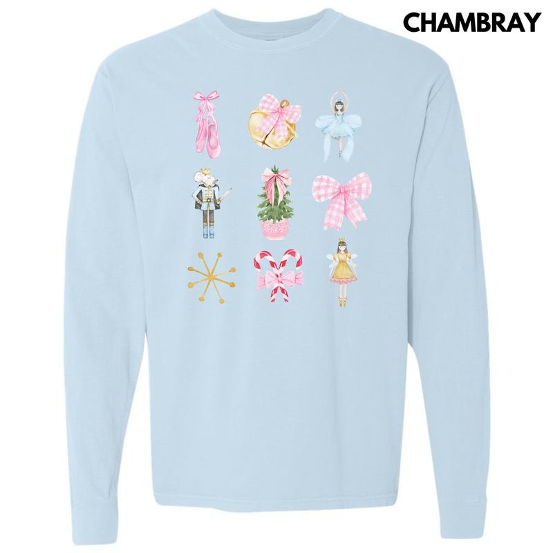Nutcracker Ballet Bow Collage Long Sleeve Comfort Colors T-Shirt 'NLB' Hoodie, Sweatshirt | DripVista.com