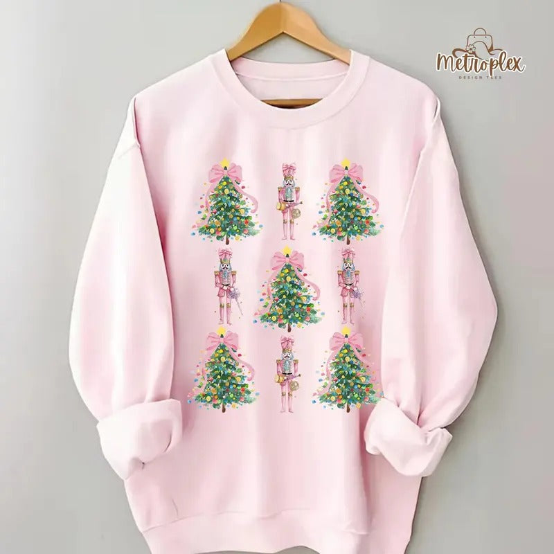 Nutcracker Coquette Sweatshirt, Christmas Balletcore Loose Fit Shirt - Fabric, Pullover Hoodie | DripVista.com