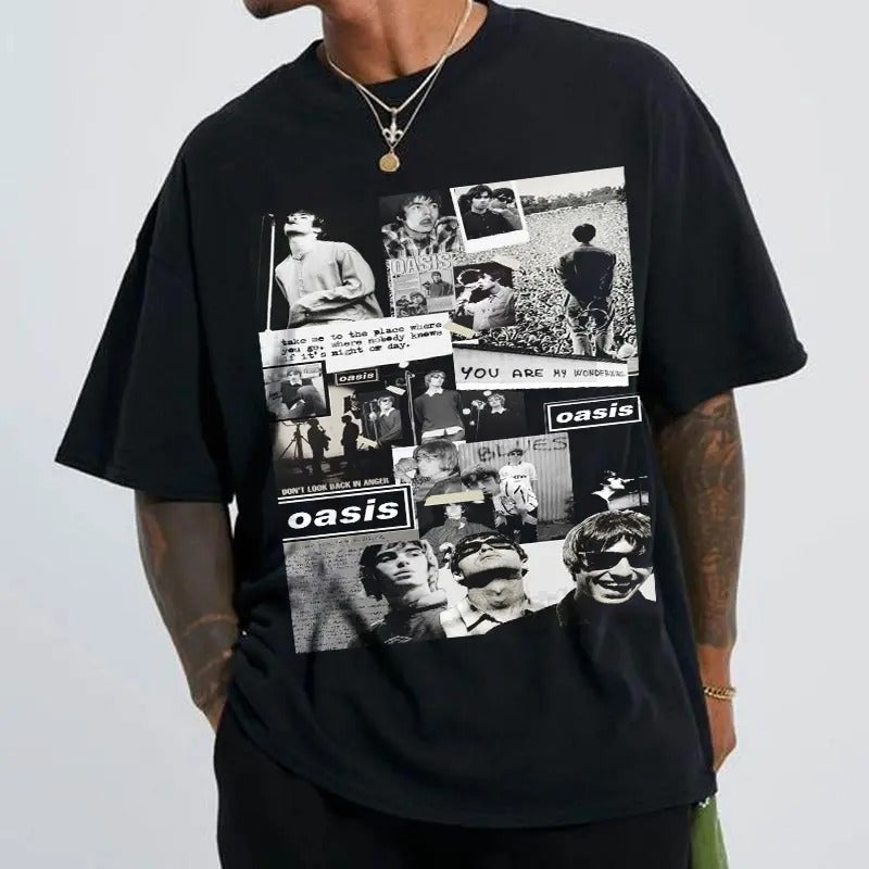 Oasis Reunion T Shirt 2025 Tour Liam Gallagher Noel Gallagher Britpop 90s Y2K Vintage Band Tee Music Merchandise Glastonbury Brit Pop