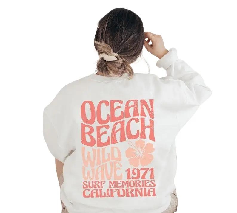 Ocean Beach Sweatshirt Aesthetic Sweater Tumblr Shirt Hoodie | DripVista.com