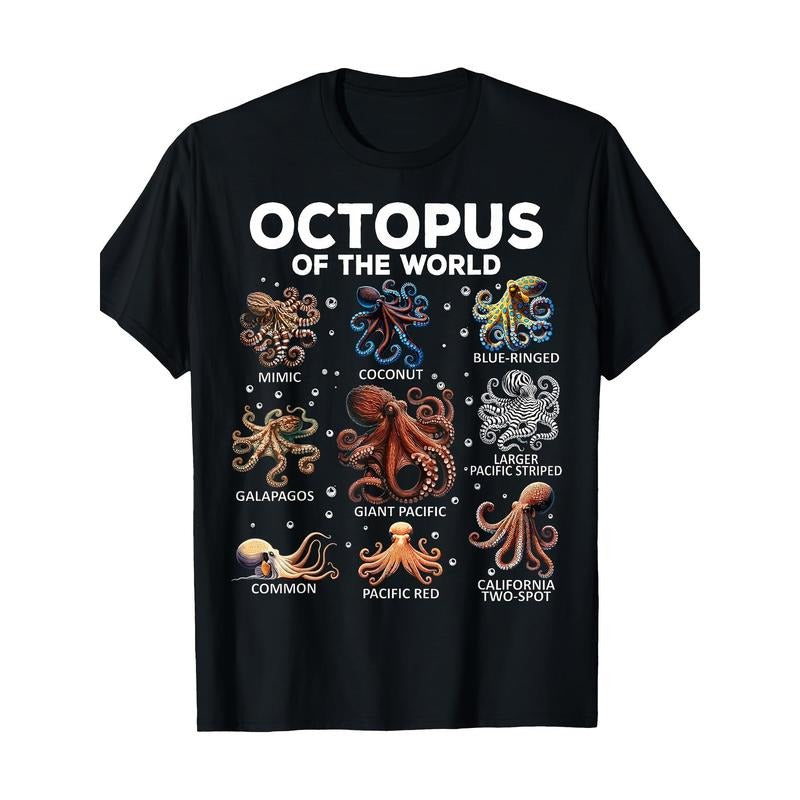 Octopus Animals Of The World Kawaii Funny Octopus T-Shirt Made in USA