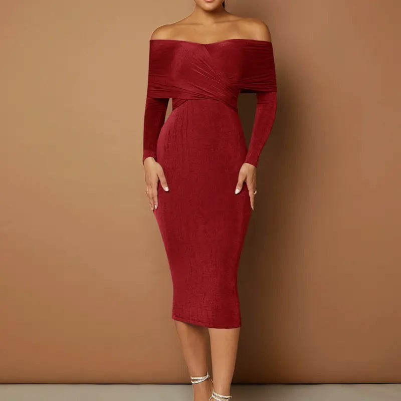 Off Shoulder Ruched Side Bodycon DressY2K T-Shirts, Hoodie, Sweatshirt | DripVista.com