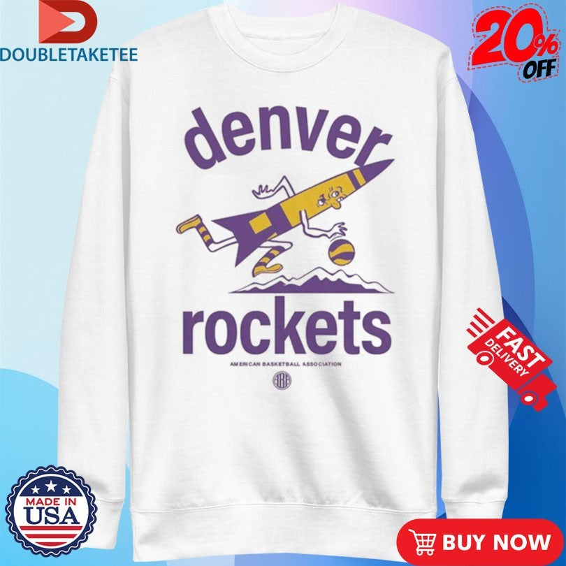 Official ABA Denver Rockets Dribbling Rocket Mascot Shirts