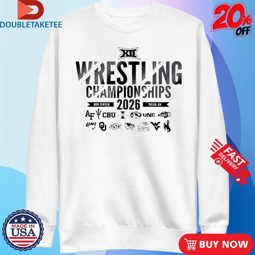 Official Big 12 Wrestling Championships 2026 Bok Center Tulsa OK Logos Shirts
