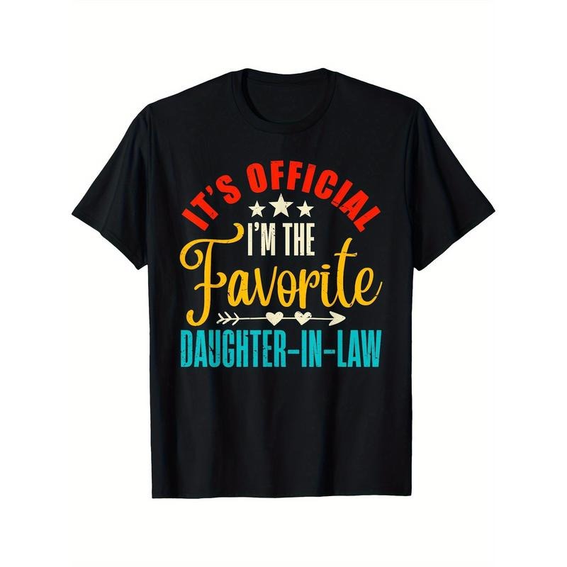 Official Certification - The Most Popular Daughter-in-Law - Mother's Day Printed T-Shirt - Comfortable, Breathable, Casual Short Sleeves - Black - For Men - Suitable for Everyday Wear, All Seasons - Perfect Gift for Mother's Day Made in USA
