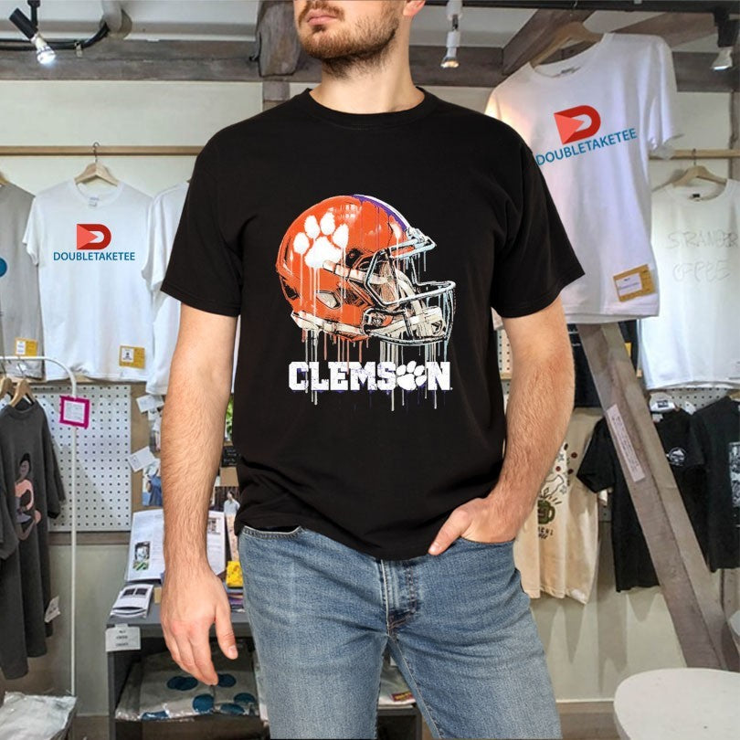 Official Clemson Tigers Dripping Football Helmet Shirts