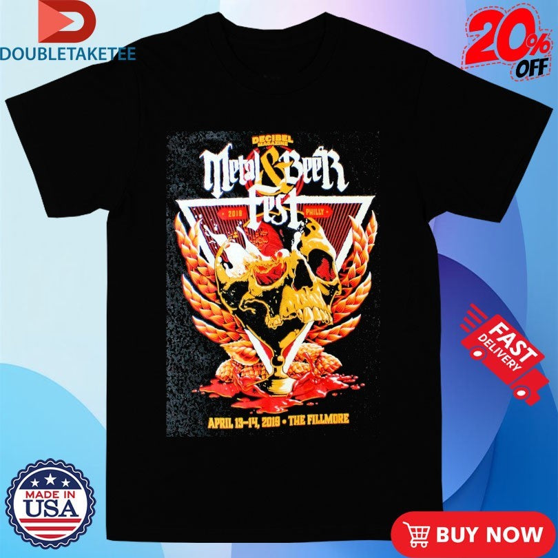 Official Decibel Magazine 2019 Metal &amp; Beer Fest Philly The Fillmore Skull Shirts