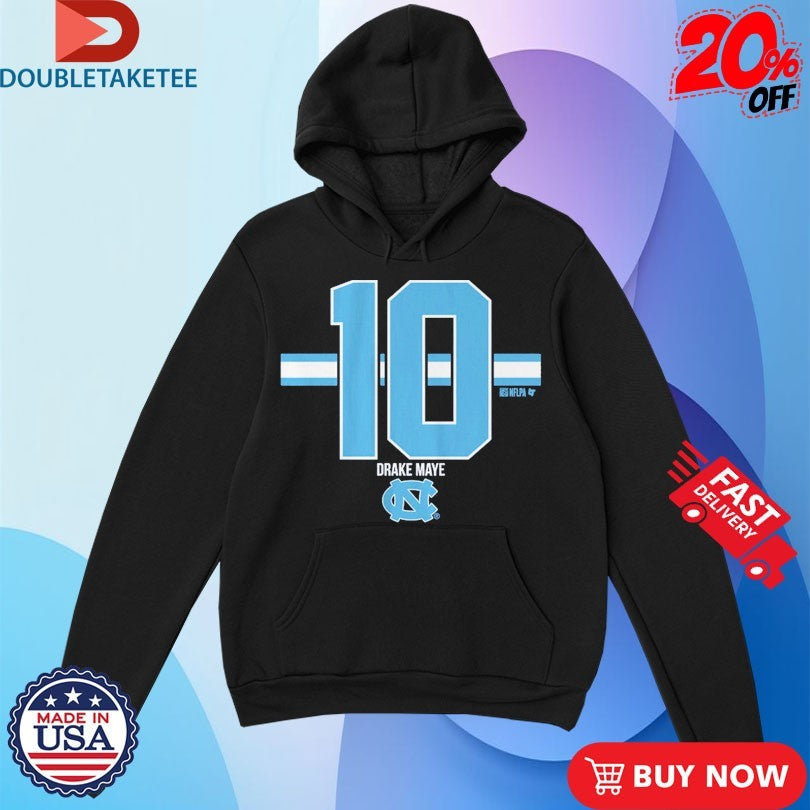 Official Drake Maye 10 Stripe UNC Football North Carolina Tar Heels Shirts