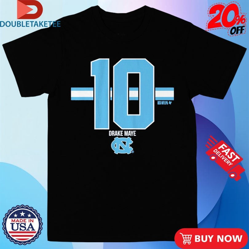 Official Drake Maye 10 Stripe UNC Football North Carolina Tar Heels Shirts