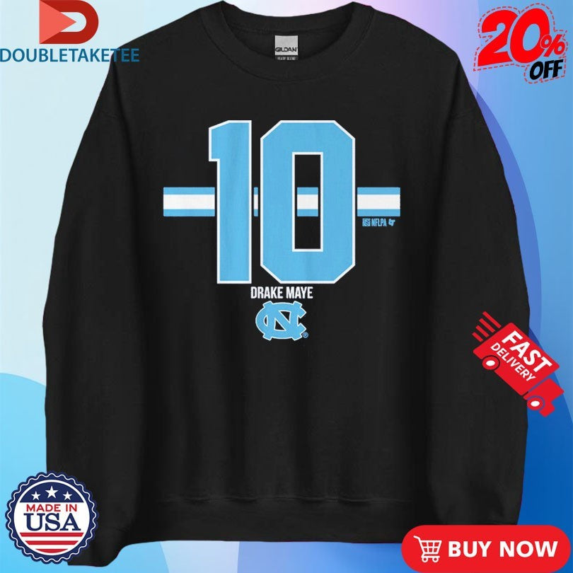 Official Drake Maye 10 Stripe UNC Football North Carolina Tar Heels Shirts
