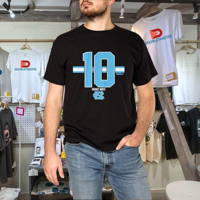 Official Drake Maye 10 Stripe UNC Football North Carolina Tar Heels Shirts