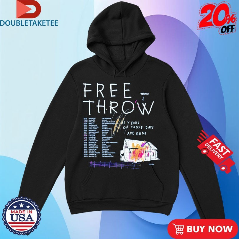 Official Free Throw 10 Years Of Those Days Are Gone Anniversary Tour 2025 Home Shirts
