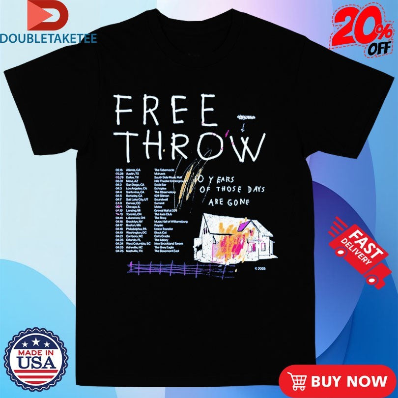 Official Free Throw 10 Years Of Those Days Are Gone Anniversary Tour 2025 Home Shirts